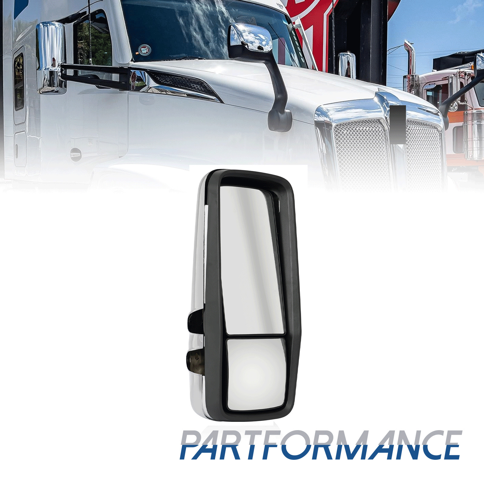 Chrome Door Mirror Power Heated RH For 2013+ Kenworth T680 T880 Passenger Side