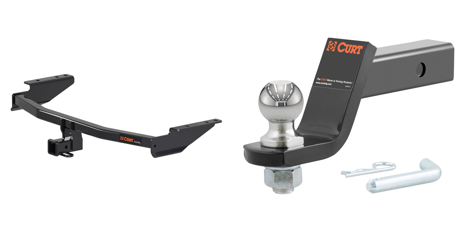 CURT Trailer Hitch Tow Kit 2in Receiver Class 3, Ball Mount, Pin & Clip - 13309
