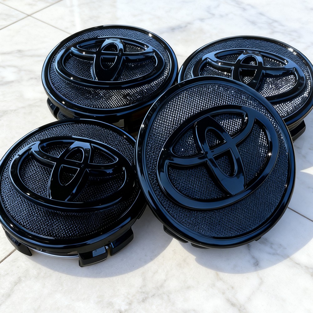 🚀4x Fit For TOYOTA 57mm Full Black Emblem Wheel Center Caps Corolla Prius Yaris