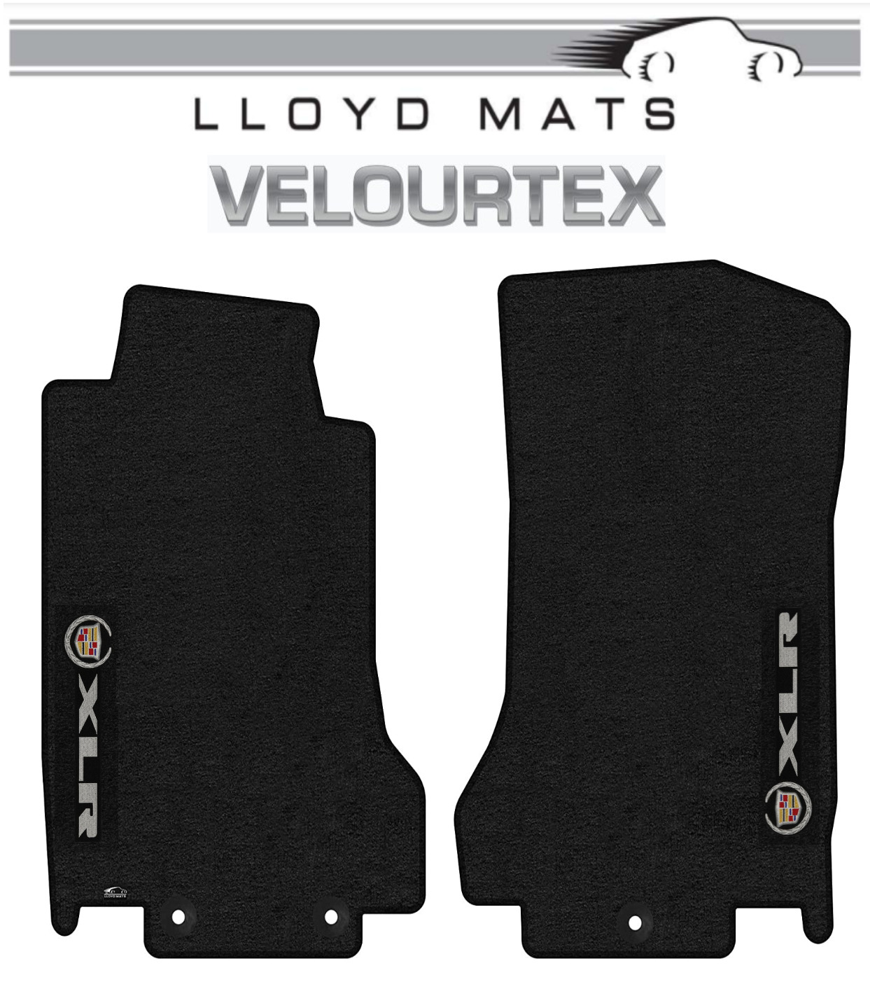 2004-2008 Cadillac XLR Black Lloyd Velourtex Floor Mats Crest XLR Side Logo