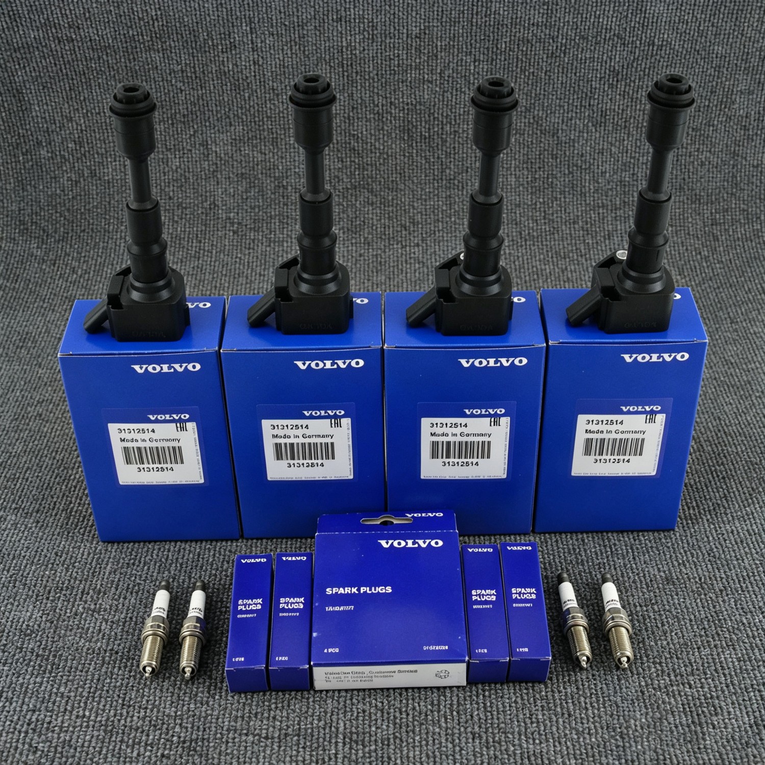 4X Ignition Coil Iridium Spark Plugs for Volvo S60 V60 90 XC60 90 UF756 31312514