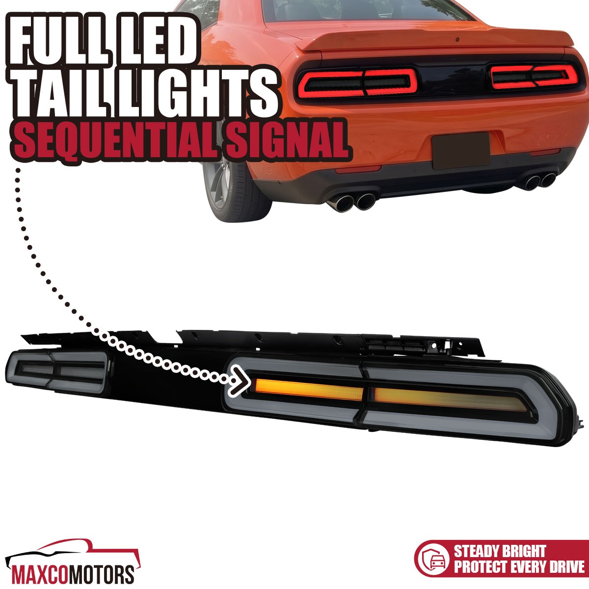 Smoke Fits 2008-2014 Dodge Challenger LED Tail Lights Sequential Signal Lamps