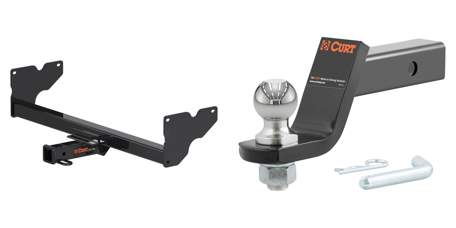 CURT Trailer Hitch Tow Kit 2in Receiver Class 3, Ball Mount, Pin & Clip - 13381