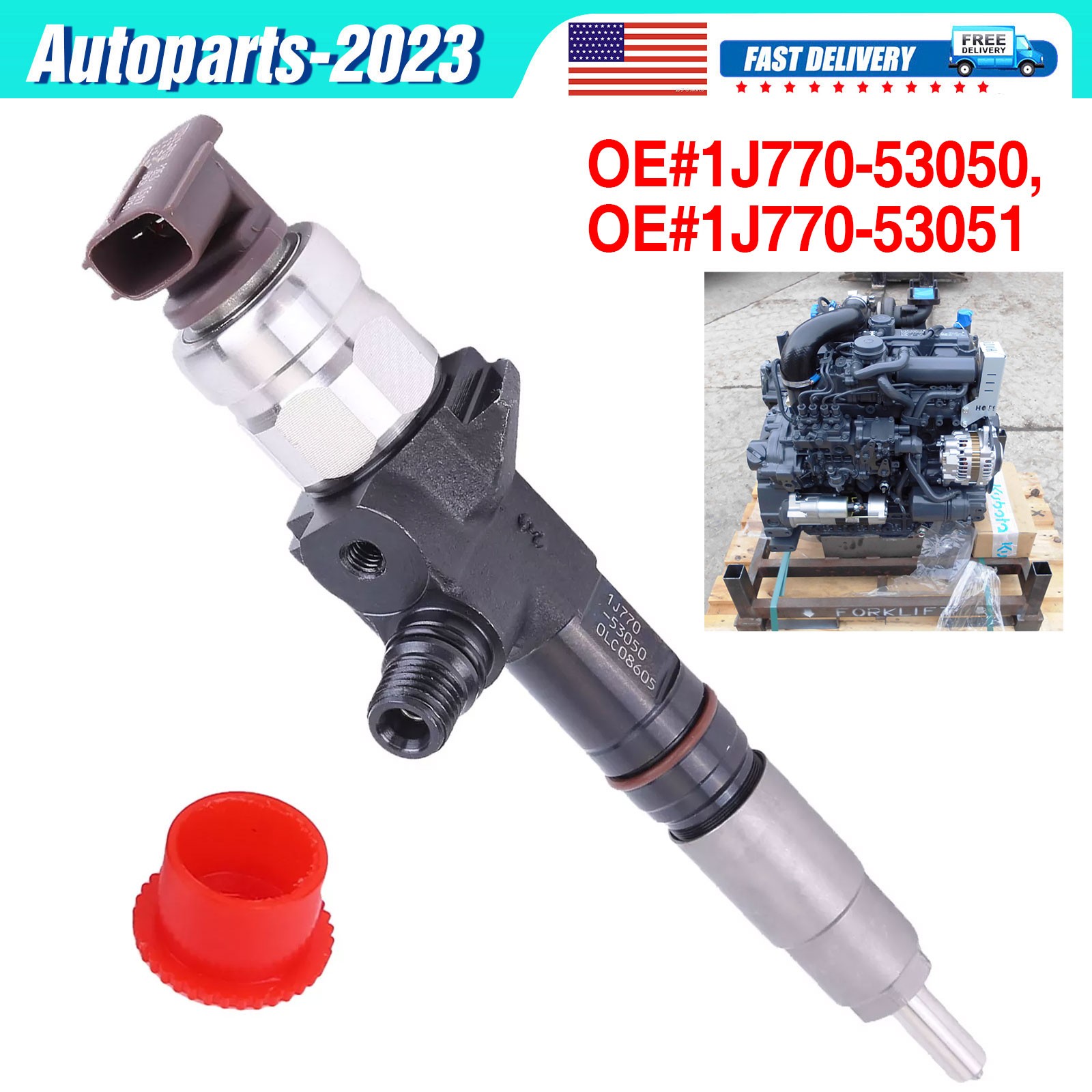 1PC Fuel Injector 1J770-53050 53051 For Kubota V3307 Tier 4 Engine M6060HD SSV75
