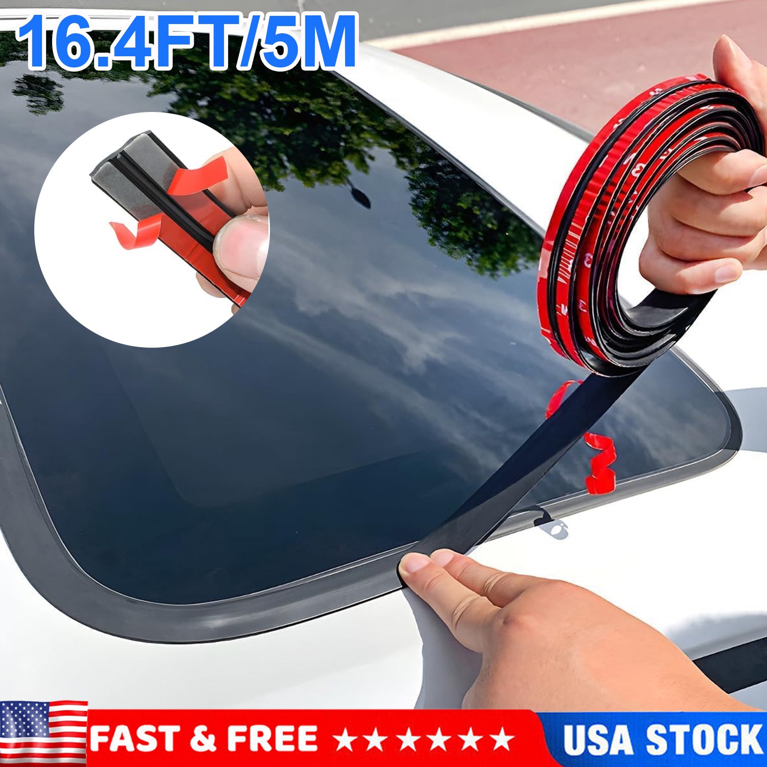 16.4FT Car Windshield Weather Seal Rubber Trim Molding Cover For Mercedes-Benz