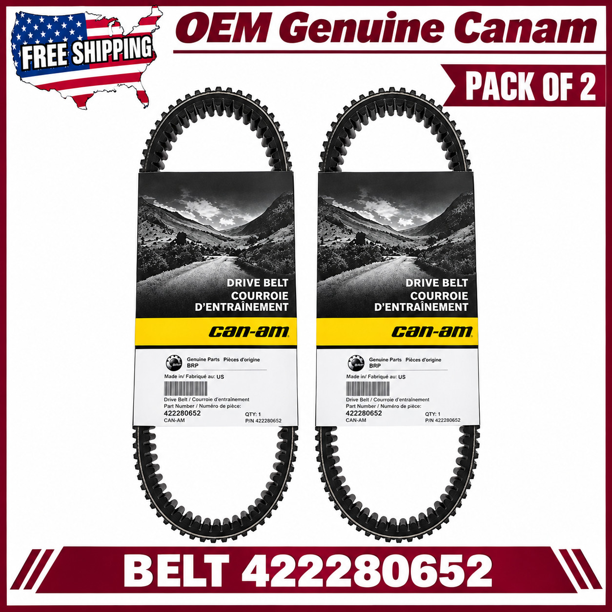OEM Can-Am BRP Belt 422280652 for Maverick X3 Turbo RR 200HP High Performance US