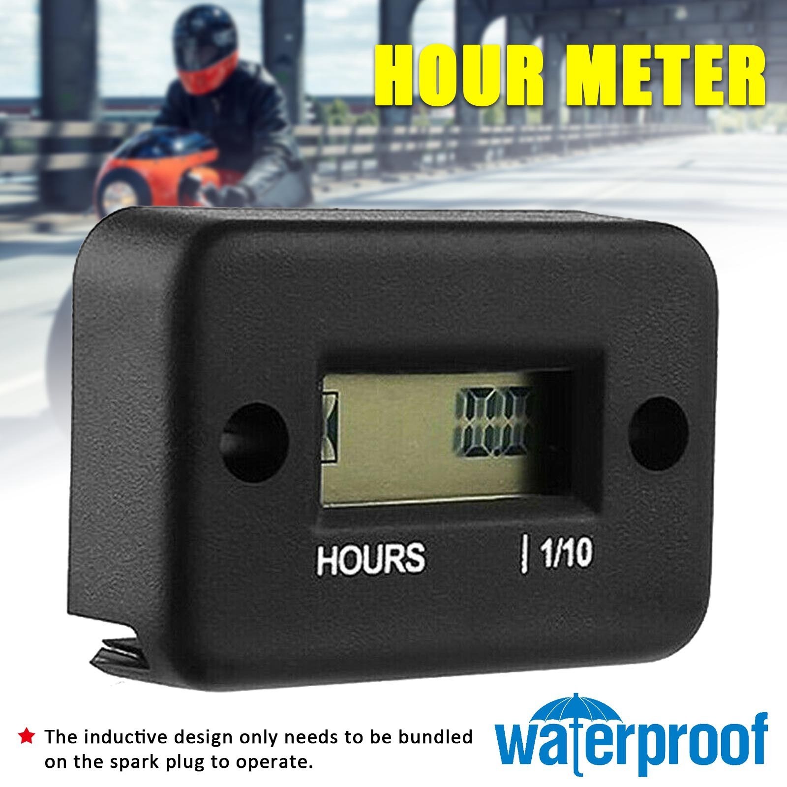 Small Waterproof Digital Hour Meter For Lawn Mower Generator Motorcycle ATV
