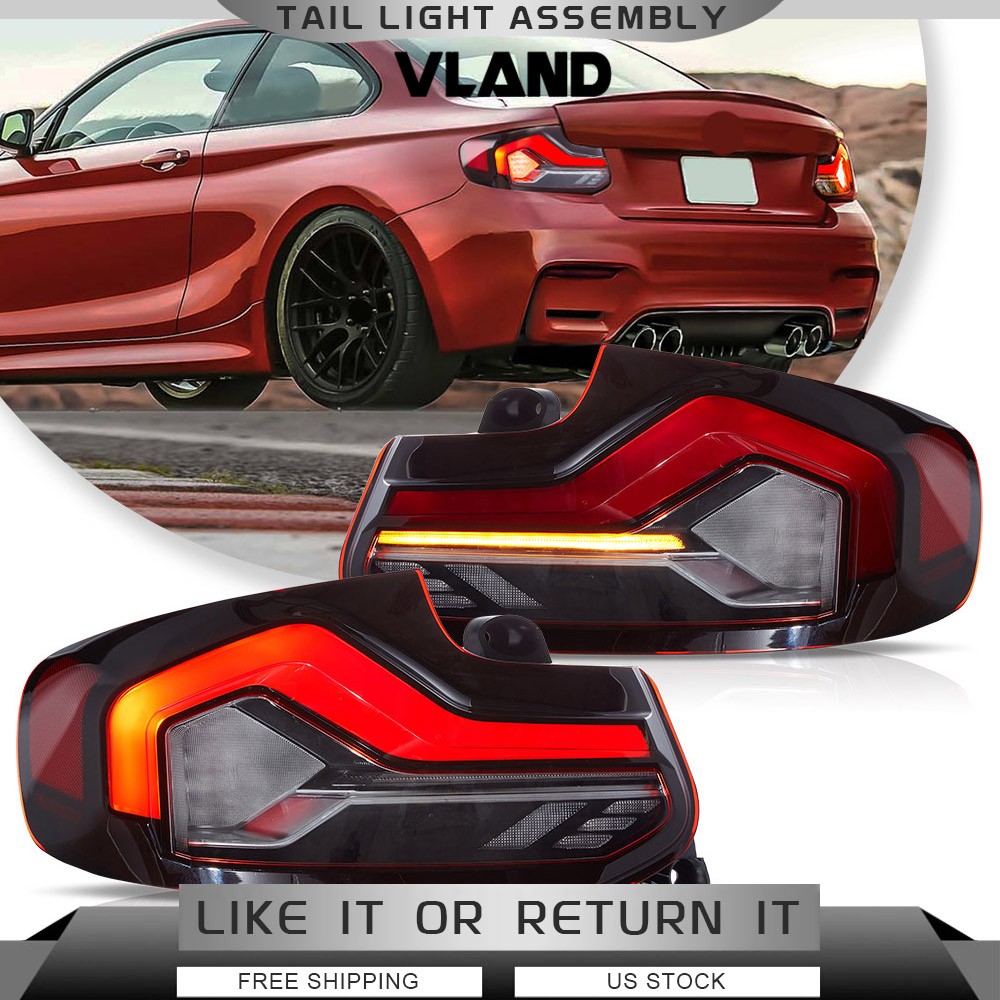 VLAND FULL LED RED Tail Lights For BMW 2 Series 2014-20 F22 F23 M2 W/Sequential