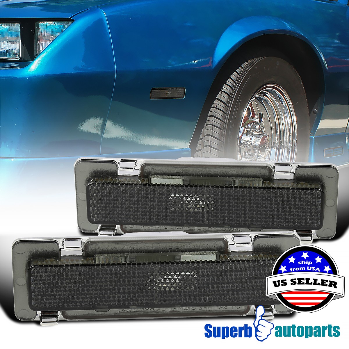 For 1985-1992 Chevy 85-92 Camaro Pontiac Firebird Smoke Side Marker Lights