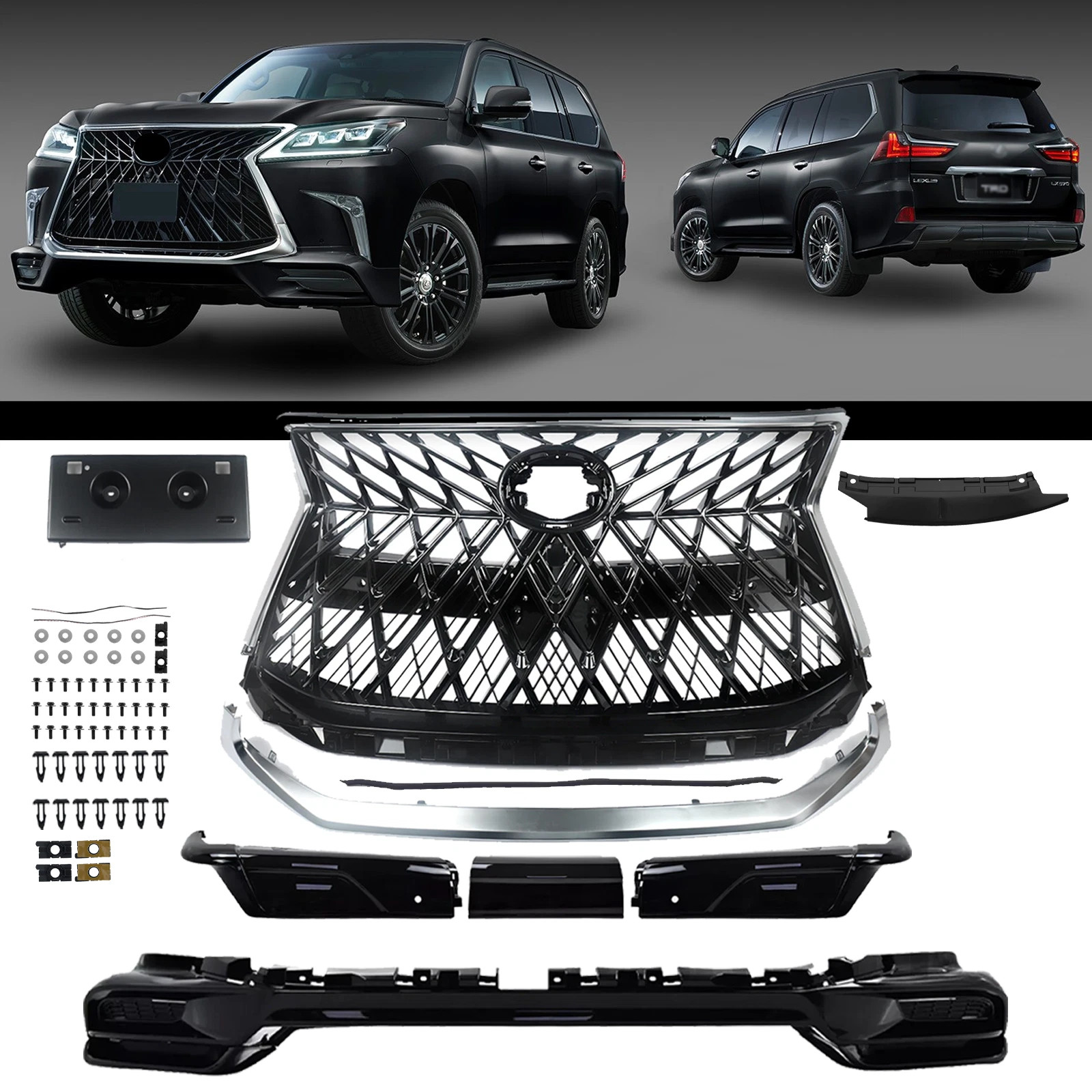 For 2016 2017-2021 Lexus LX570 Sport Conversion TRD Style Grille Bumper Body Kit