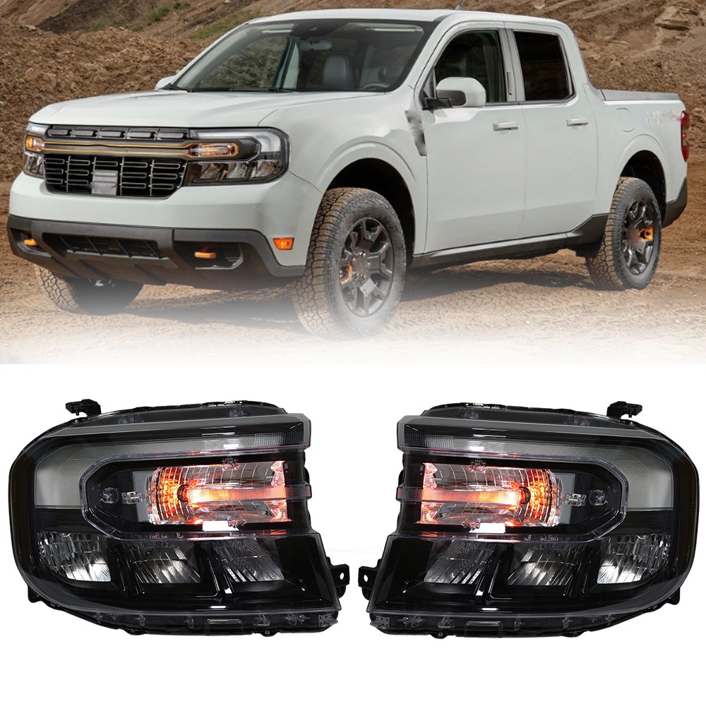 Black Pair Headlight W/ LED DRL Headlamp Assembly For Ford Maverick 2022-25 2026