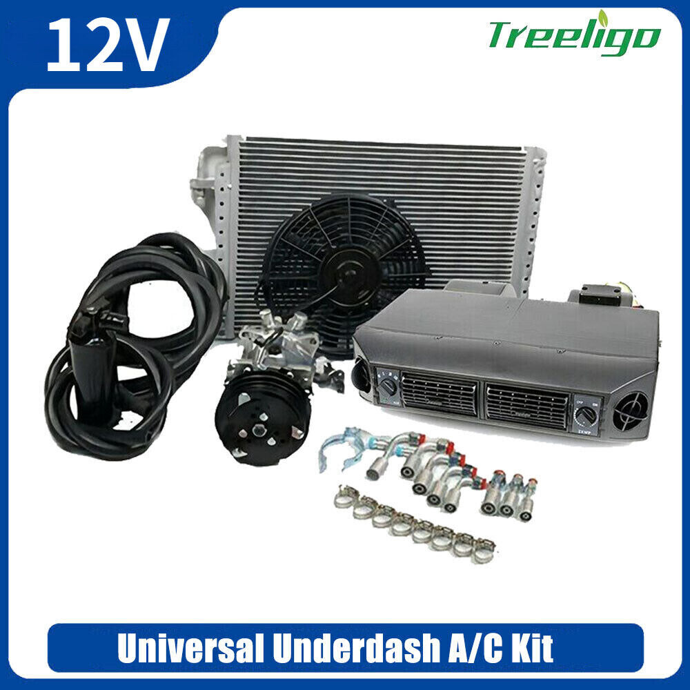 Universal 12V Underdash Air Conditioning Evaporator A/C Kit w/Electrical Harness