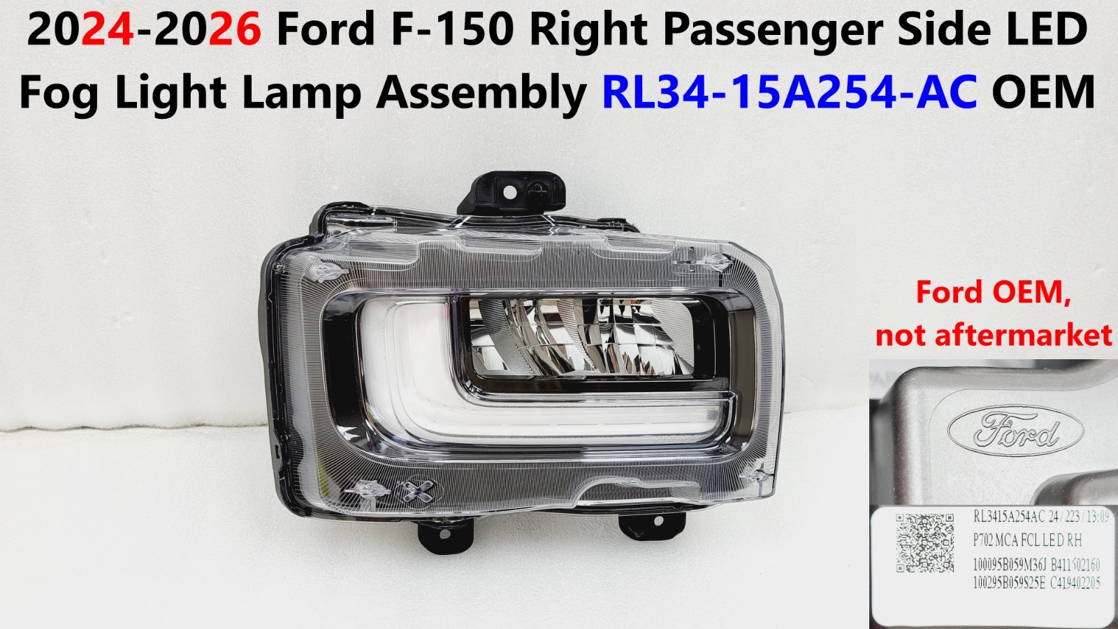 LED Fog Light Lamp Assembly Ford F150 2024 -26 Right Passenger Side RL3415A254AC