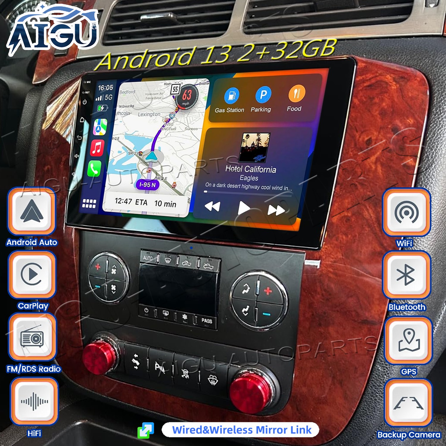 For 07-14 Chevrolet Suburban Wired & Wireless CarPlay Android Auto Navi FM Radio