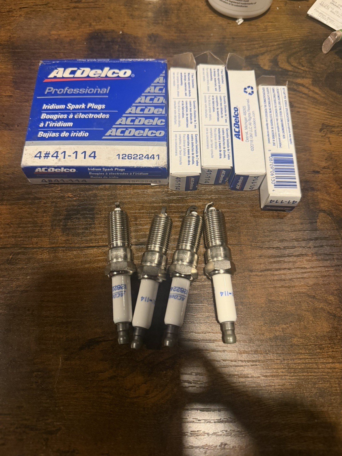 ACDelco 41-114 Iridium Spark Plugs Set of 4 (OEM 12622441