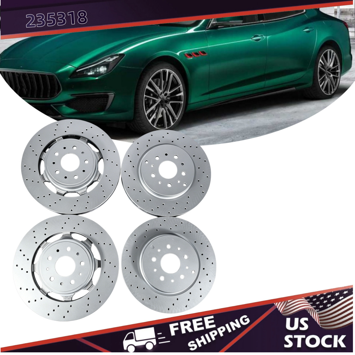 235318 Front&Rear Brake Rotors Set For Maserati Granturismo Quattroporte