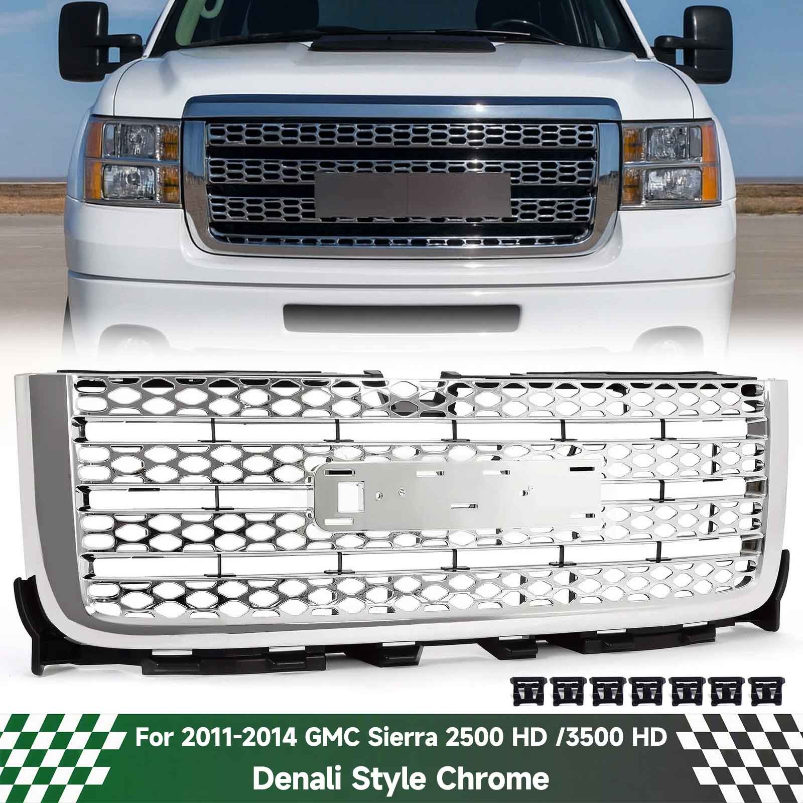 For 2011-2014 GMC Sierra 2500 HD /3500 HD Denali Style Chrome Front Upper Grille