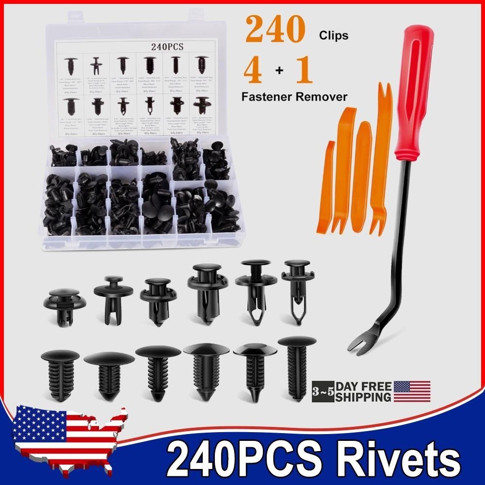240pcs Auto Car Bumper Retainer Clips Fastener Remover Push Pin Rivet Screw/new