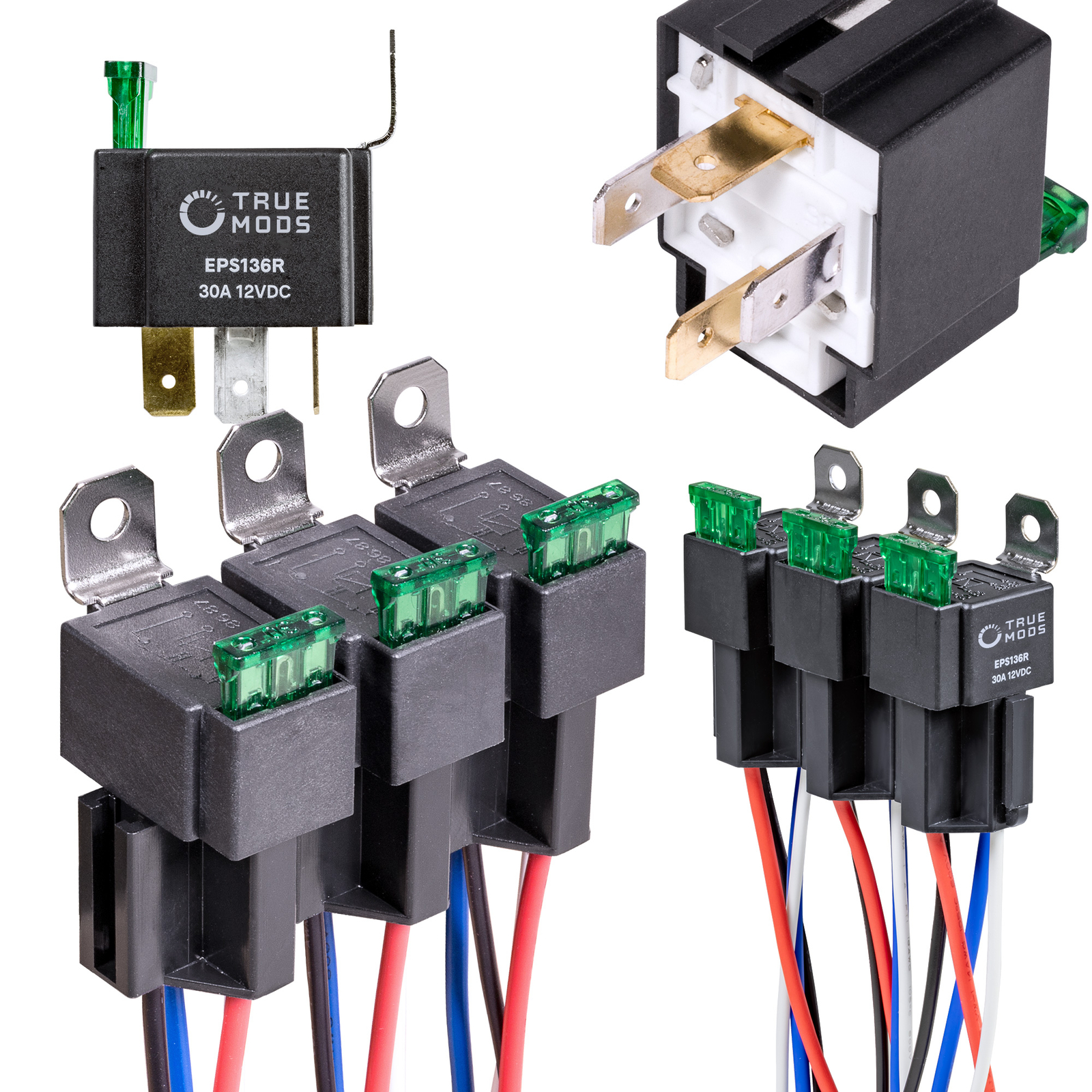 6 Pack 4-Pin 12V 30A Automotive Bosch Style Fused Relay w/ Interlocking Socket 6 Pack 4-Pin 12V 30A Automotive Bosch Style Fused Relay w/ Interlocking Socket