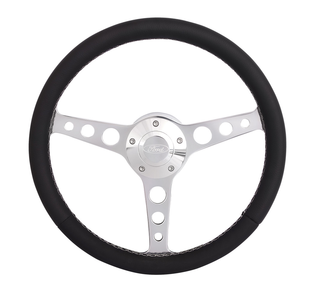 Grant Products 1922-2 Steering Wheel 14 Inch Diameter 3 Spoke Black Leather Grip