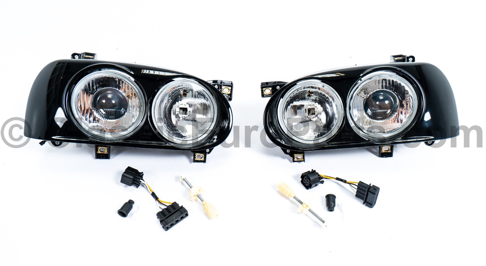 Dual round ellipsoid Euro Ecode headlight set for VW Golf Rabbit MK3 GTI VR6