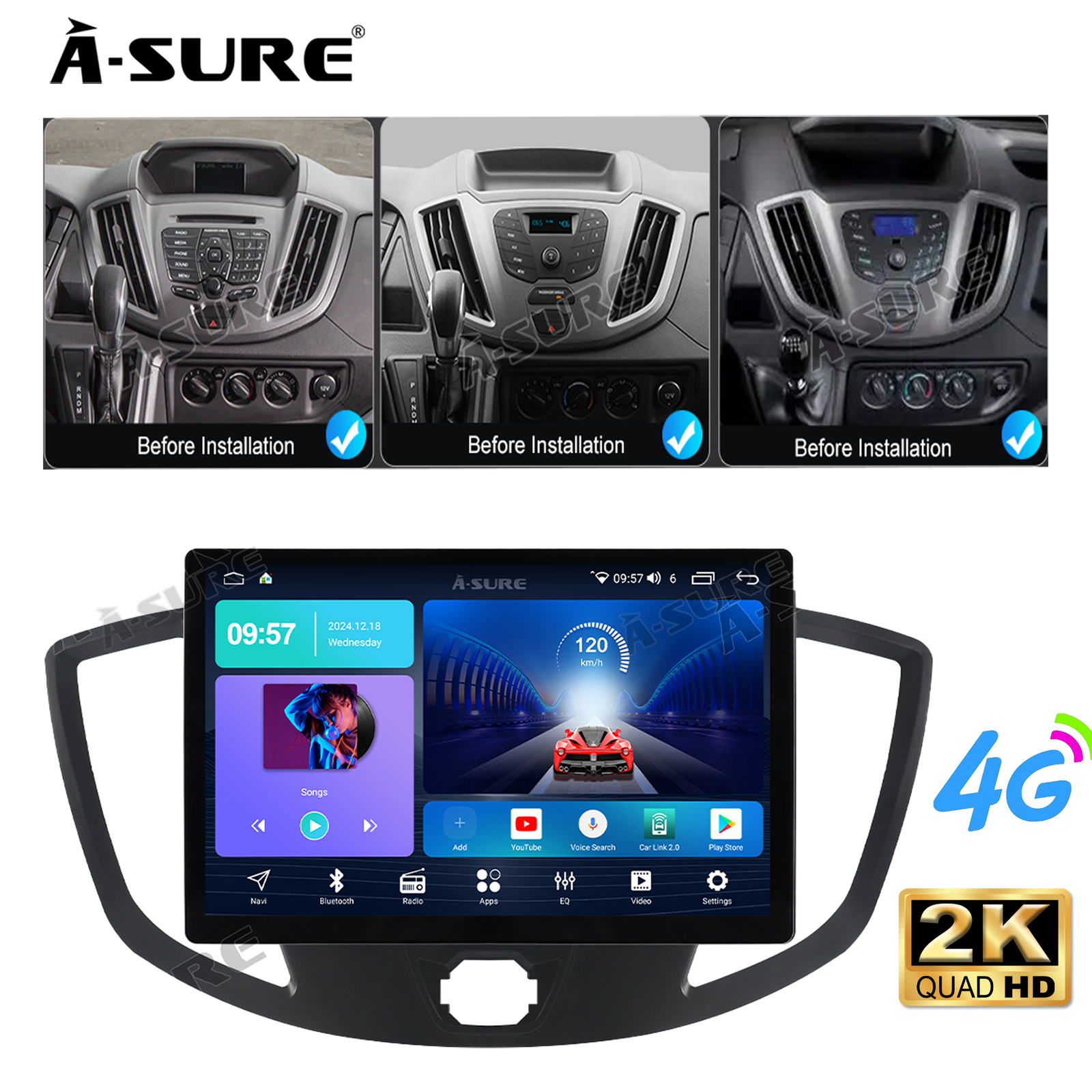 For Ford Transit 150 250 350 Android15 4+64G Car Stereo 13.1\'\' Tesla Style Radio