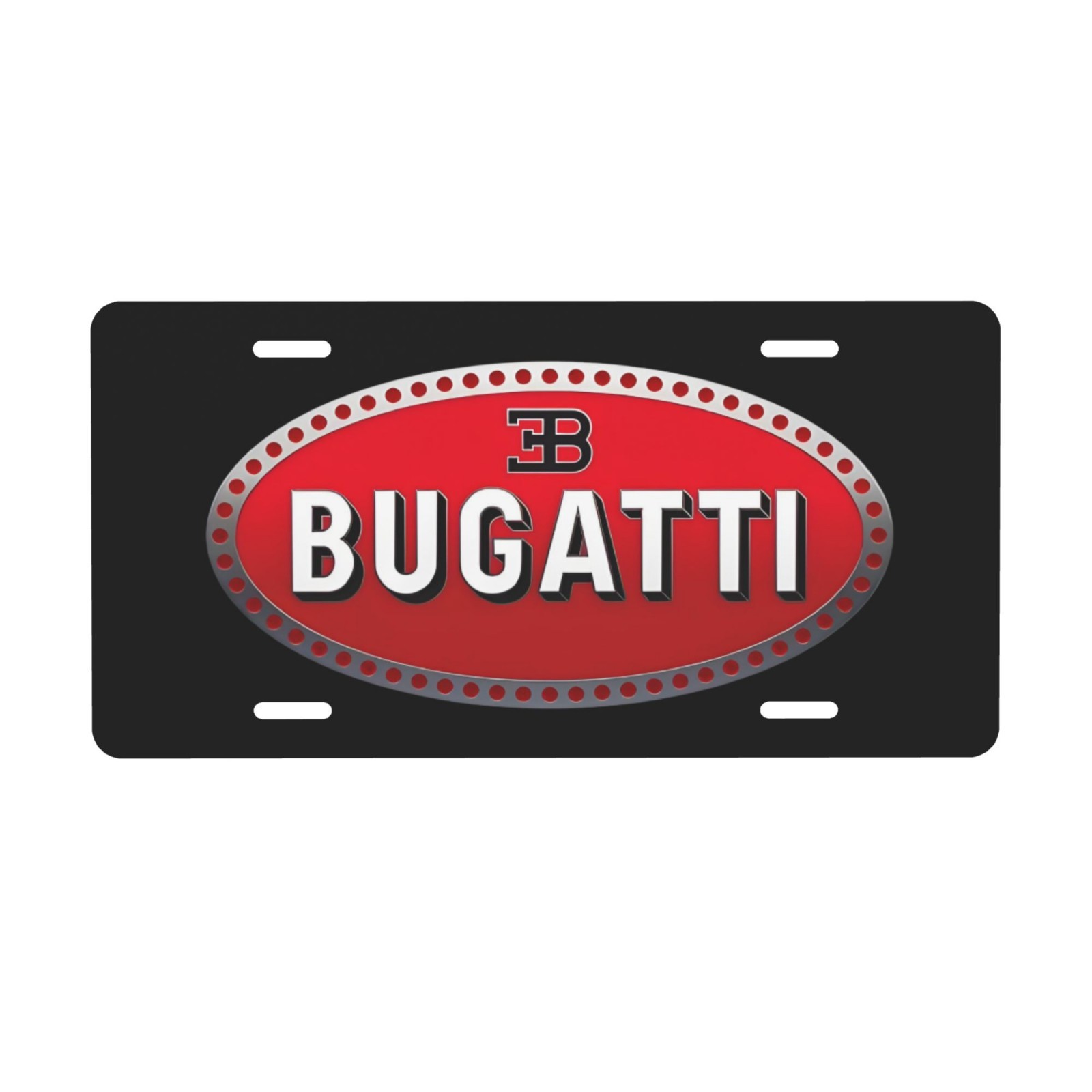 Bugatti 12 x 6 in License Plate Stamped Metal Tag for Car, Truck Black