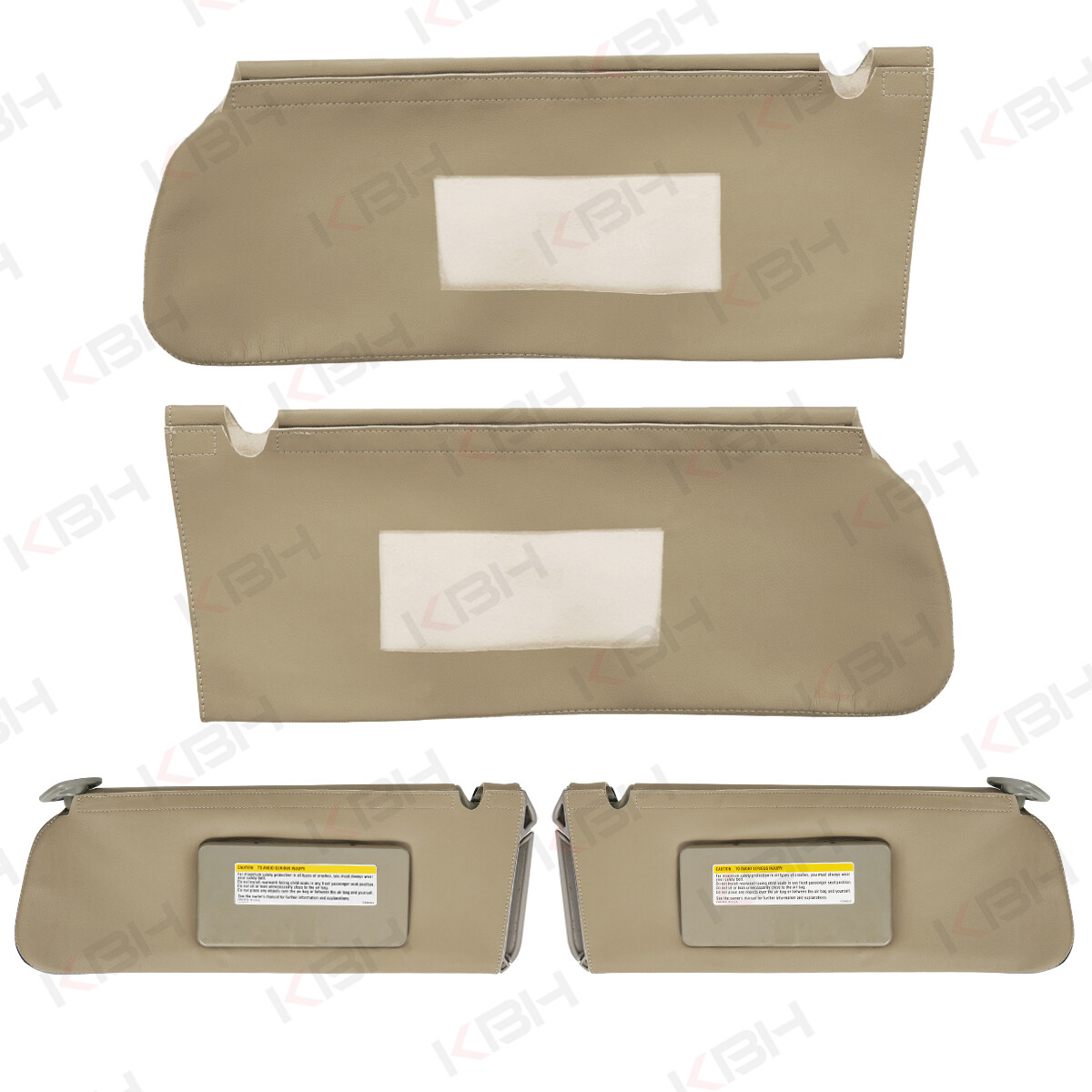 2pcs Fits 1995-1999 Tahoe Suburban Yukon Sun Visor Leather Cover Trim Beige