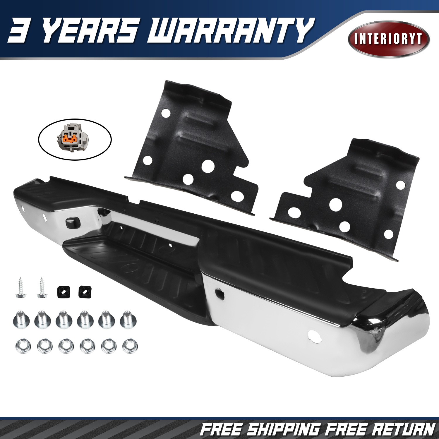 For 2013-2021 Nissan Frontier Chrome Rear Step Bumper Assembly W/ Sensor Hole