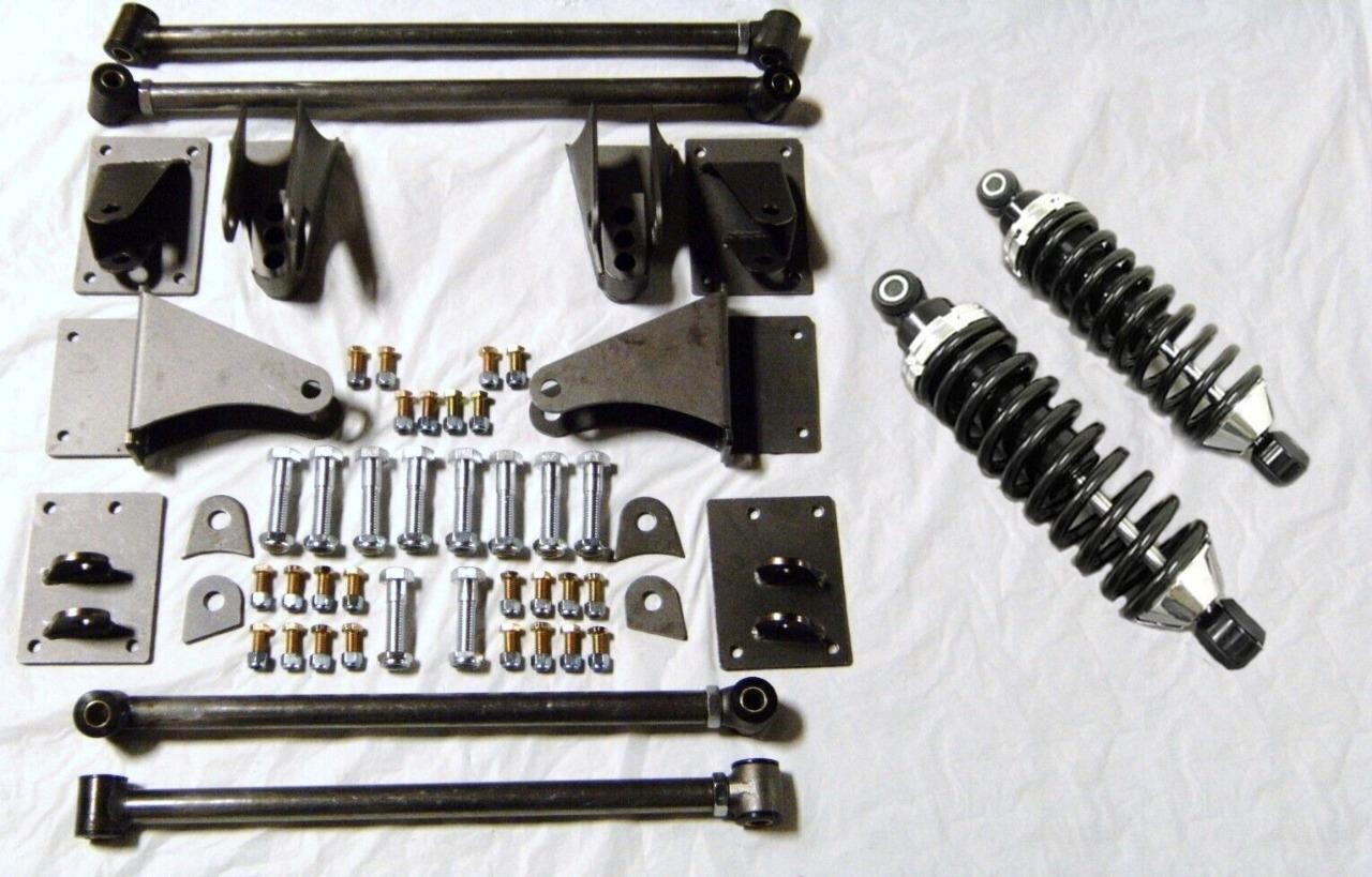 1955-59 Chevy GMC Truck Triangular Rear Four Bar 4 Link Kit + 300 lb Coil Overs