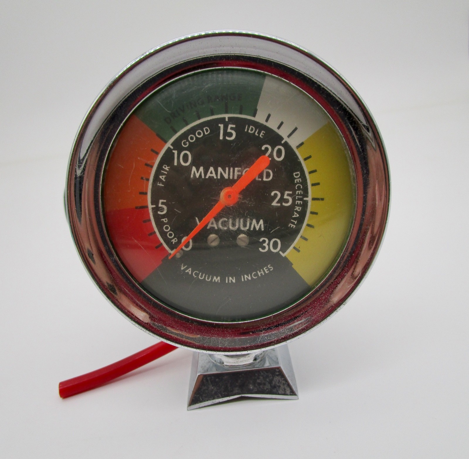 Vintage Chrome Manifold Vacuum Gauge 60s era Accessory Accurate Inst G2U Vintage Chrome Manifold Vacuum Gauge 60s era Accessory Accurate Inst G2U