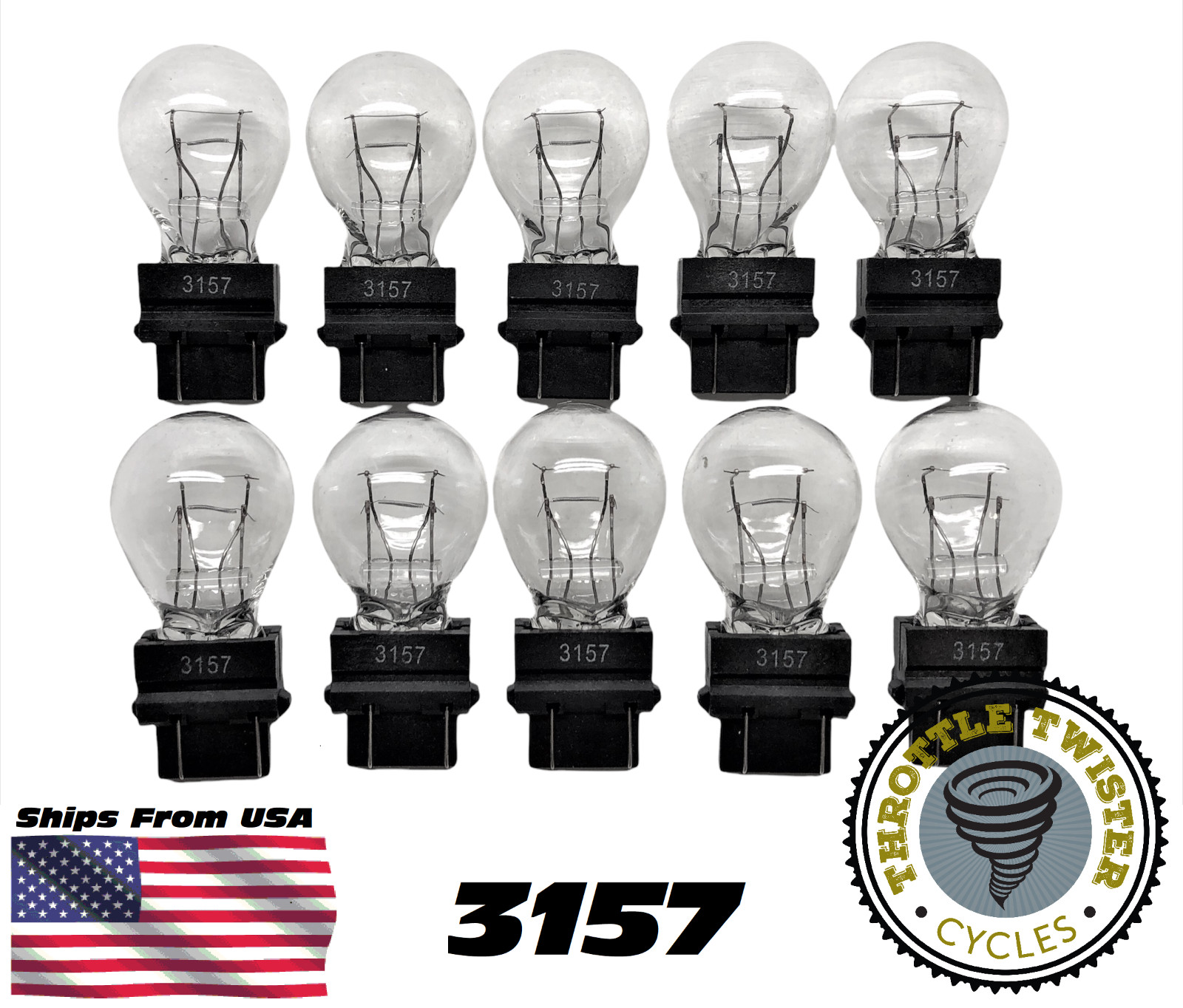 10 Pack 3157 Clear Tail Signal Brake Light Bulb Lamp - USA Based Seller