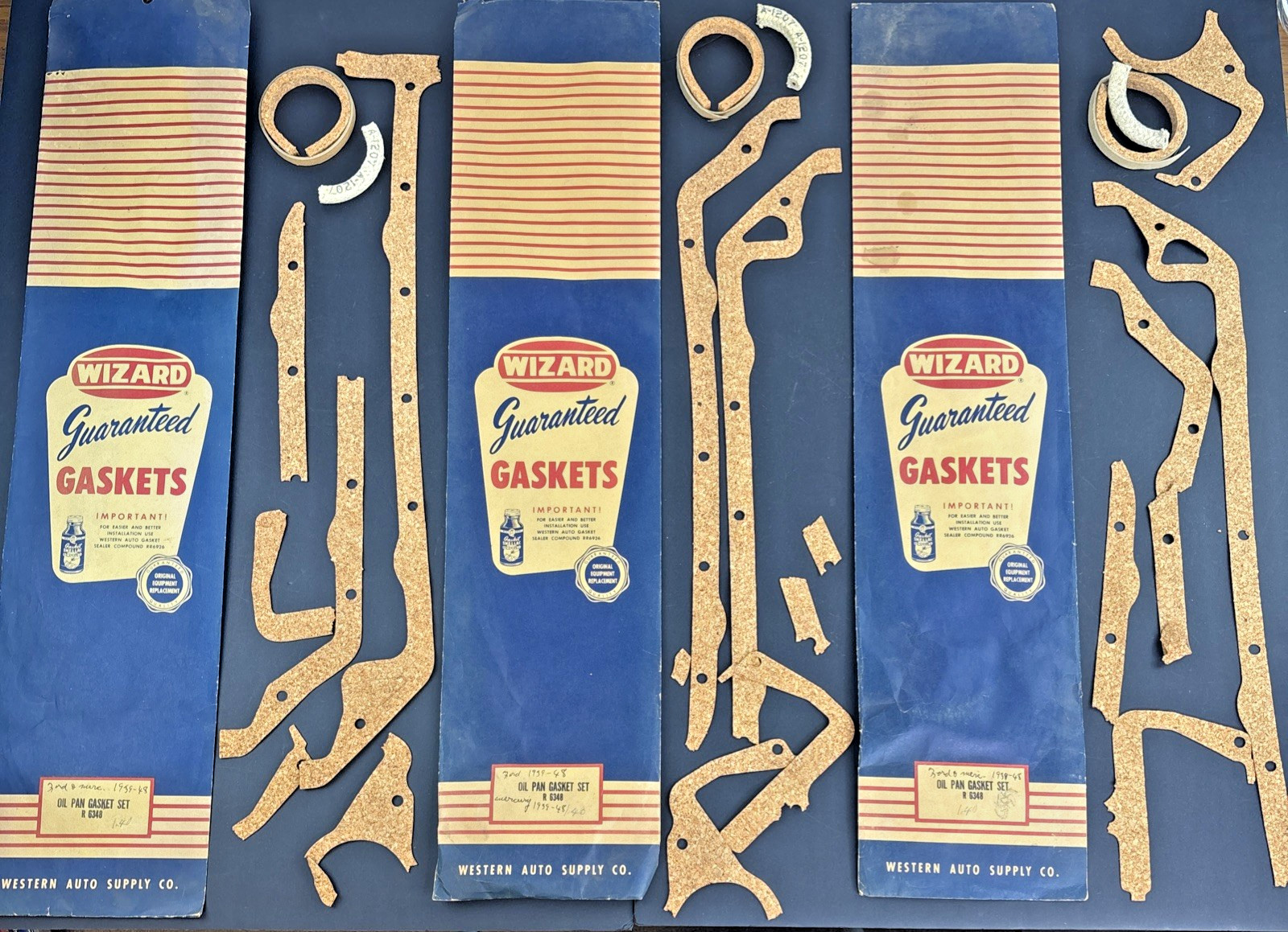 Vintage WIZARD Oil Pan Gasket Set R 6348 ~ Cork ~ Ford Mercury 1939-1948