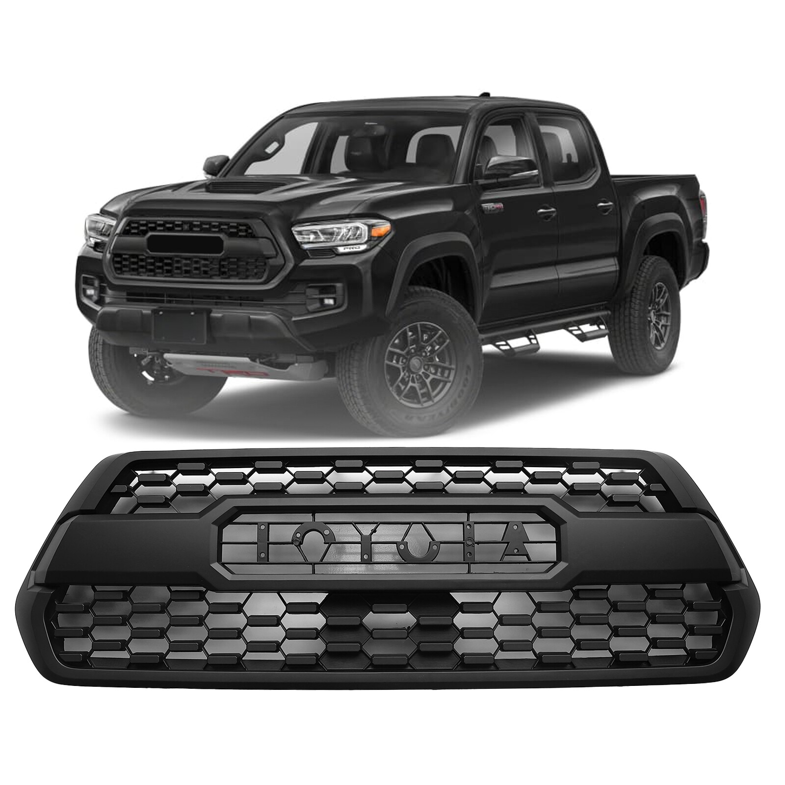 For 2016-2022 Toyota Tacoma SR SR5 TRD Front Bumper Grille Hood Grill Mat Black