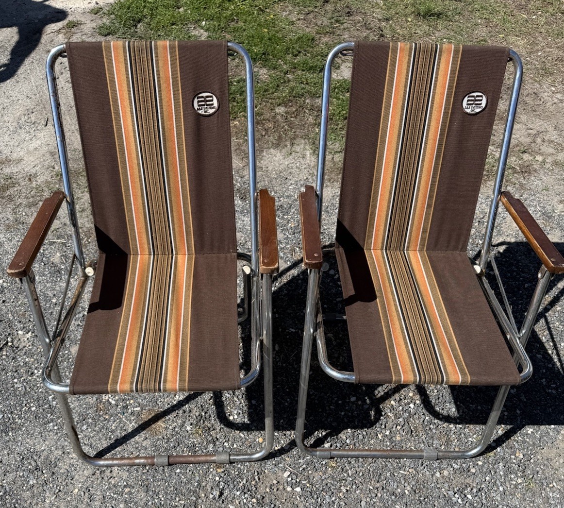 Vintage A&E Systems Brown Folding RV Chairs Airstream