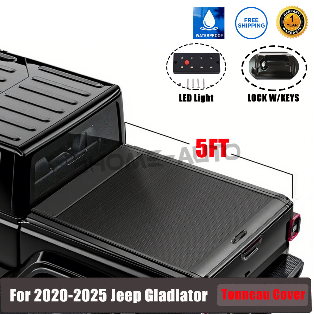 NEW 5FT Durable Retractable Hard Tonneau Cover For 2020-2025 Jeep-Gladiator US