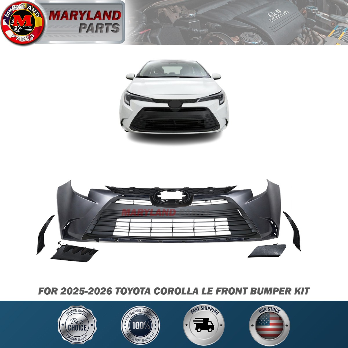 For 2025-2026 Toyota Corolla LE Front Bumper Kit For 2025-2026 Toyota Corolla LE Front Bumper Kit