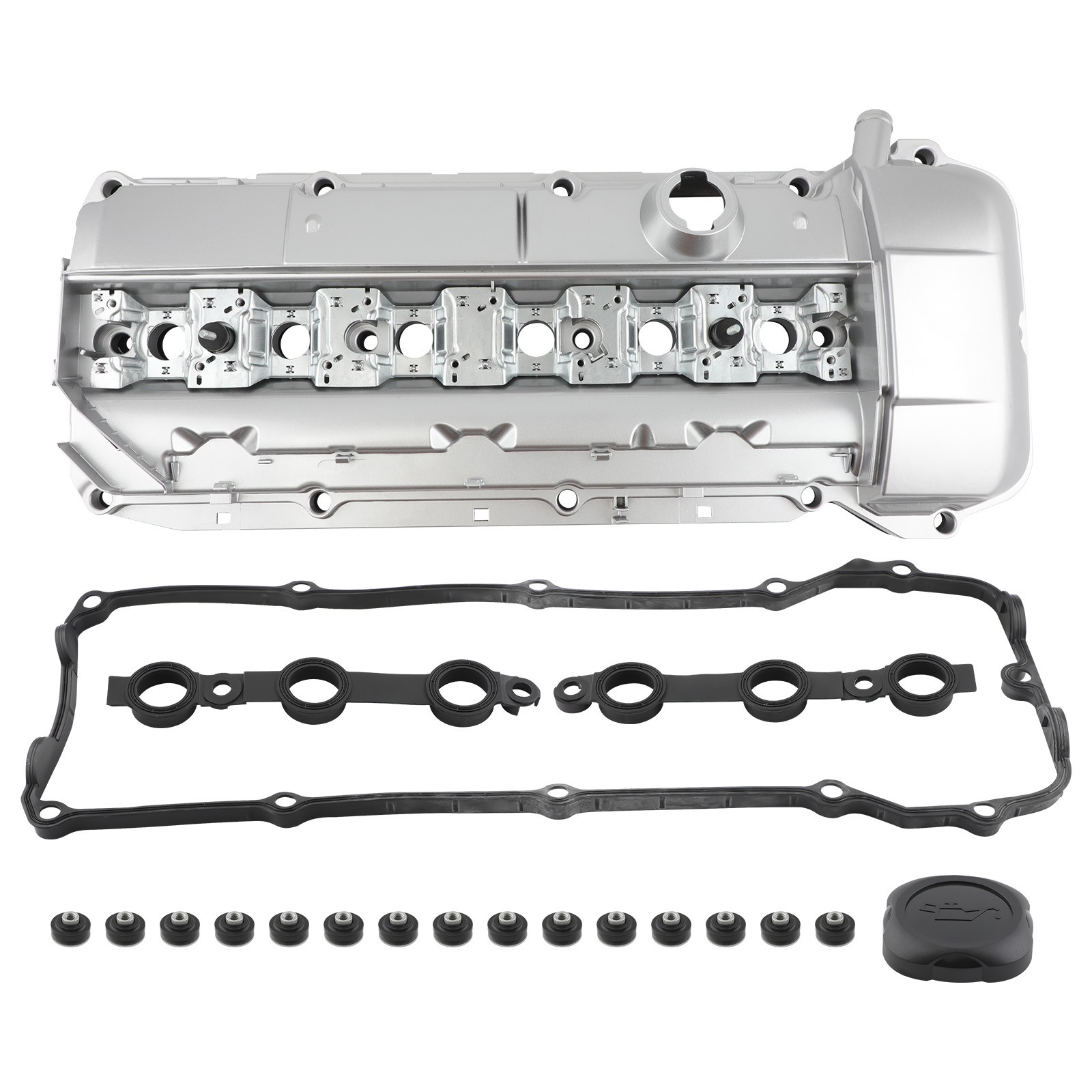 Aluminum Valve Cover w/ Gasket For BMW E39 525i 528i E46 325i 328i 330i X5 99-02
