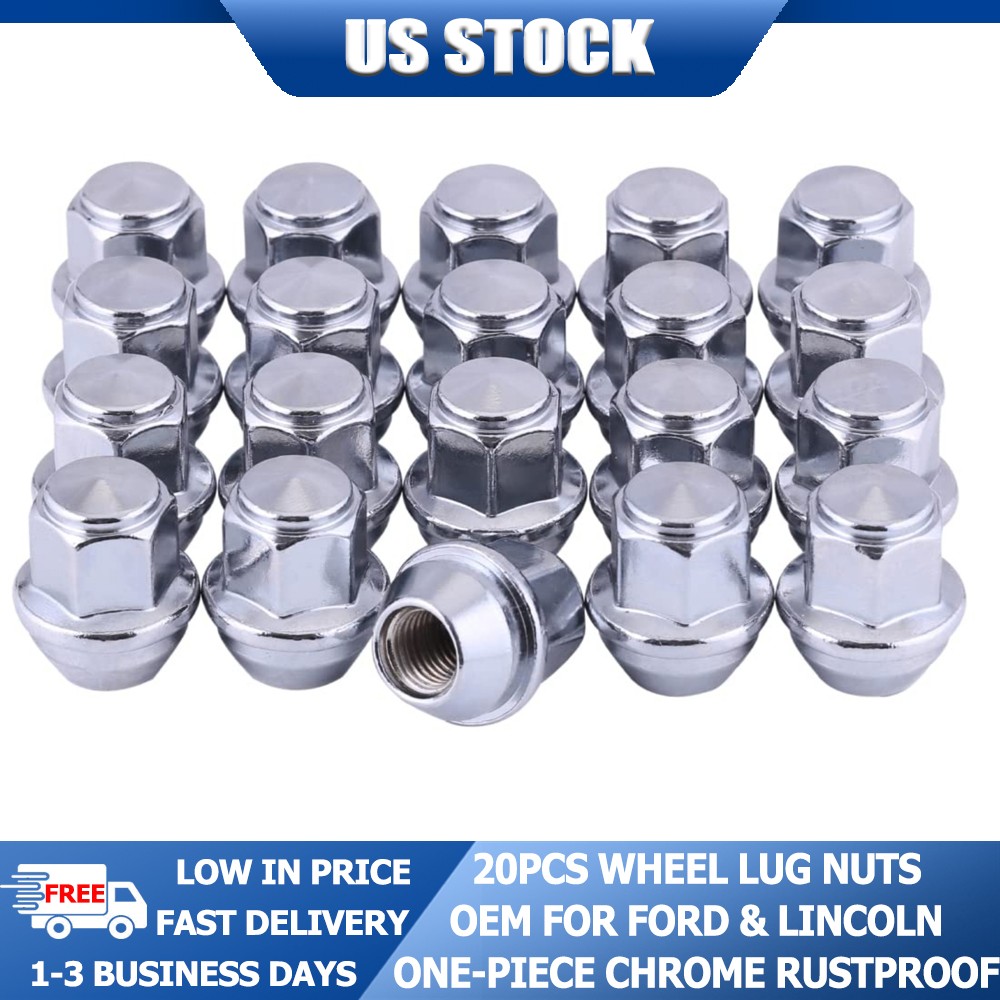 Cold Forged Steel M12x1.5 Lug Nuts 20PCS Chrome 60° Conical For Ford One Piece