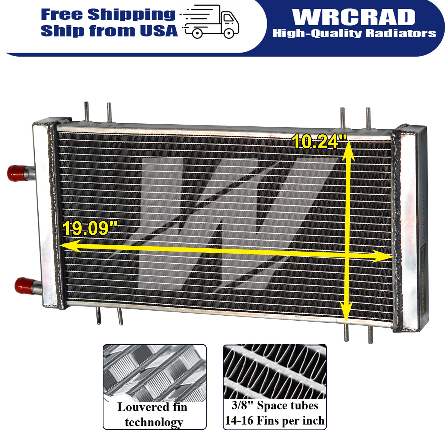 2-Row Universal Aluminum Radiator Liquid Heat Exchanger Air to Water Intercooler