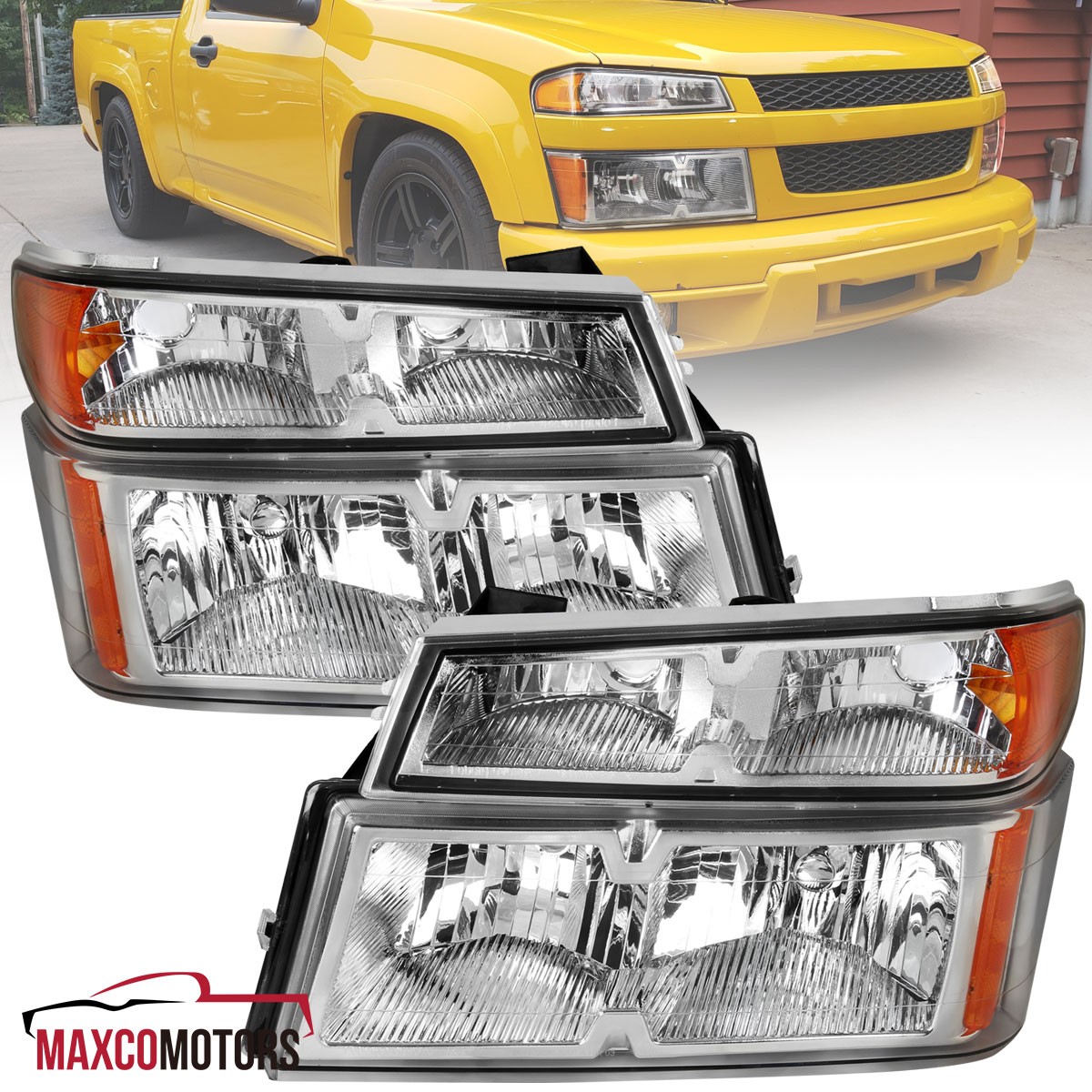 Headlights+Bumper Corner Lamp Fits 2004-2012 Chevy Colorado GMC Canyon Clear 4PC Headlights+Bumper Corner Lamp Fits 2004-2012 Chevy Colorado GMC Canyon Clear 4PC