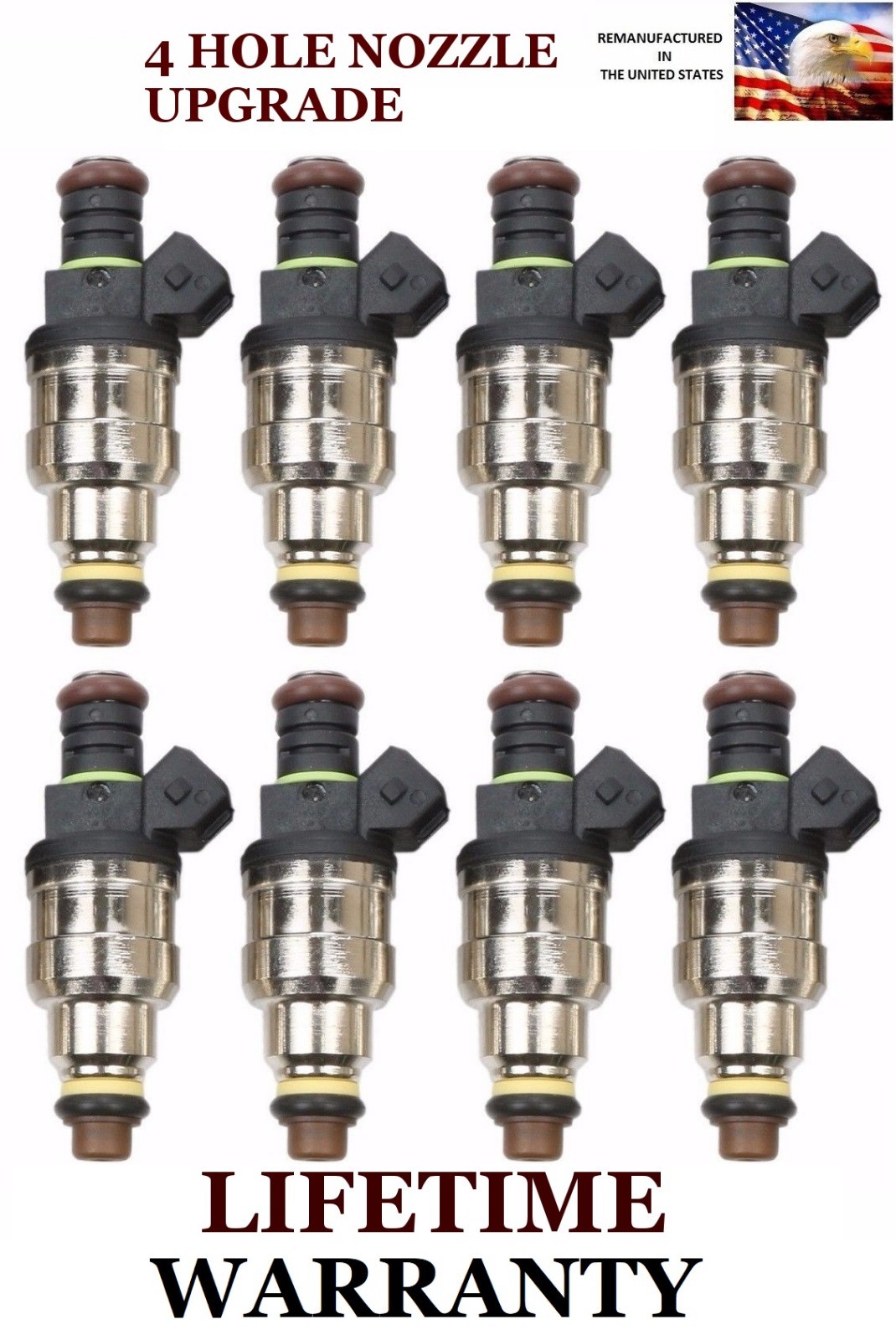  UPGRADE 4 Hole Nozzle Bosch Set  8x Fuel Injectors for Corvette Firebird Camaro