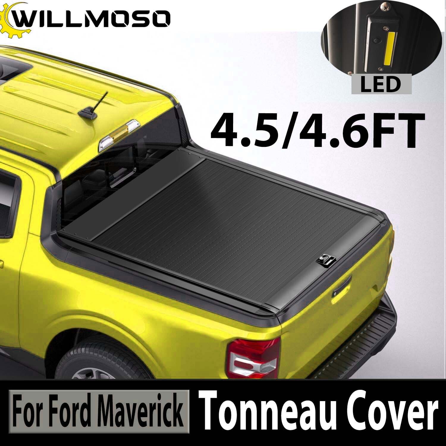 4.5FT/4.6FT Truck Bed Tonneau Cover Retractable For 22-24 Ford Maverick Aluminum
