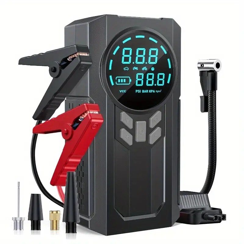 3000A Jump Starter with 150psi 8000mAh Portable USB Rechargeable Tire Inflator