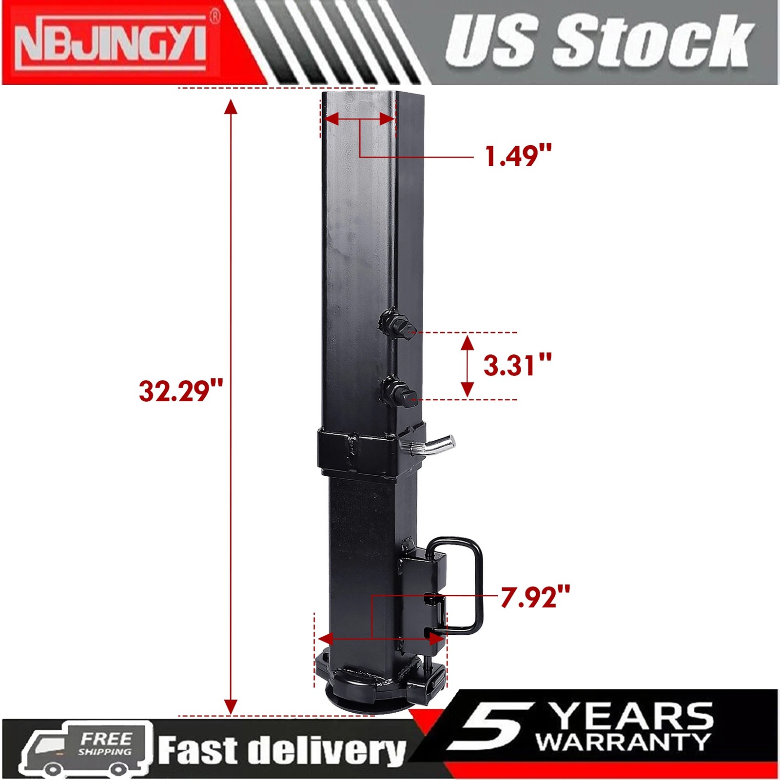 25000 LBS Capacity Square Adjustable Gooseneck Trailer Coupler Fits 2-5/16\
