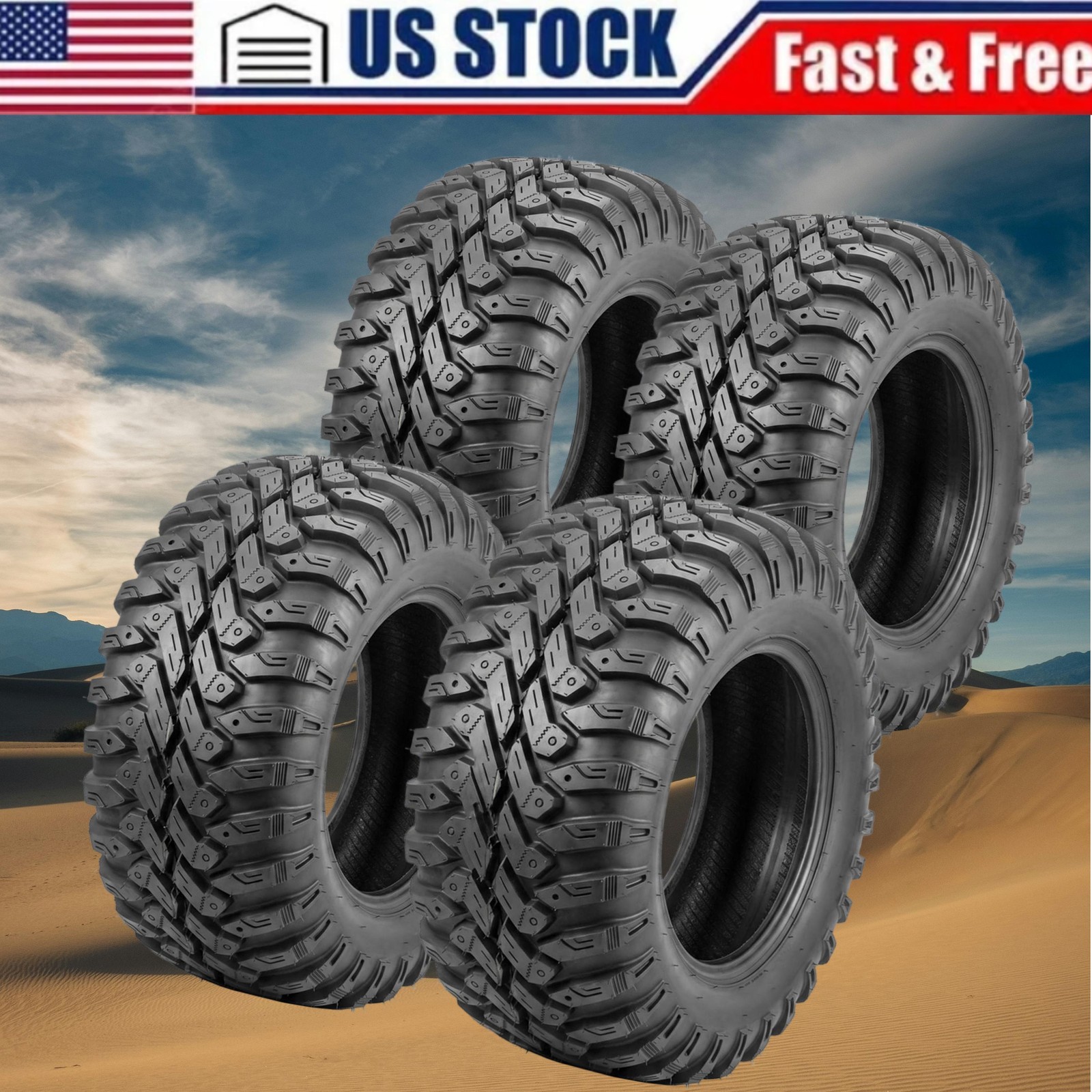 Set of 4 32x10.00R14 32x10R14 32x10x14 86J 8 Ply ATV UTV Radial Terrain Tires