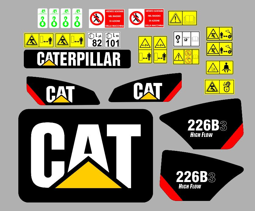 Decals Compatible for Caterpillar 226 B 3 Stickers Complete Kit