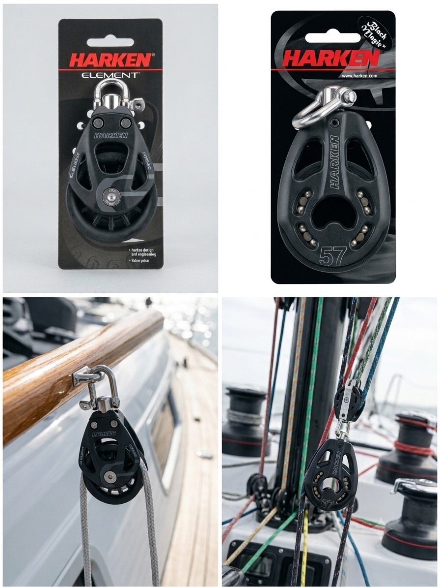 NIB-Harken 3215 Black Magic 57mm Swivel Blocks - LOT OF 4-Performance Sailing