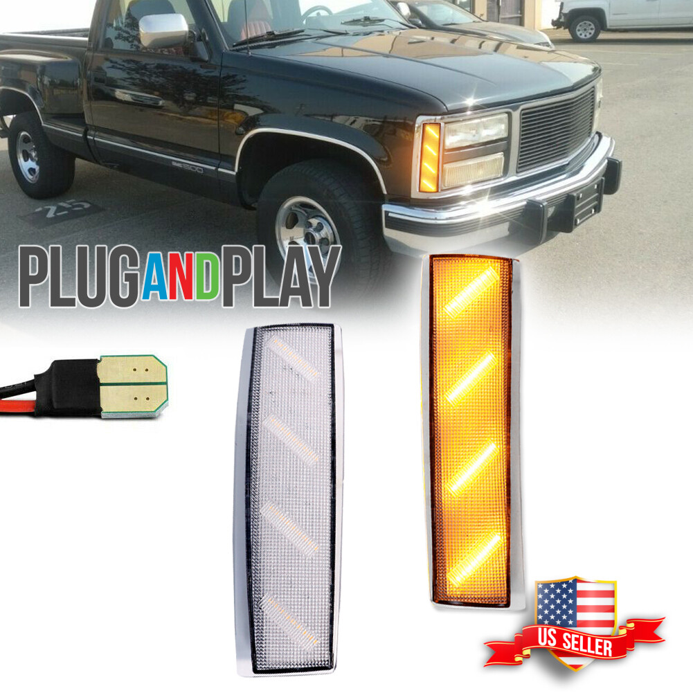 Clear Amber LED Front Side Marker Corner Lights For 88-93 GMC C1500 C2500 C3500 Clear Amber LED Front Side Marker Corner Lights For 88-93 GMC C1500 C2500 C3500