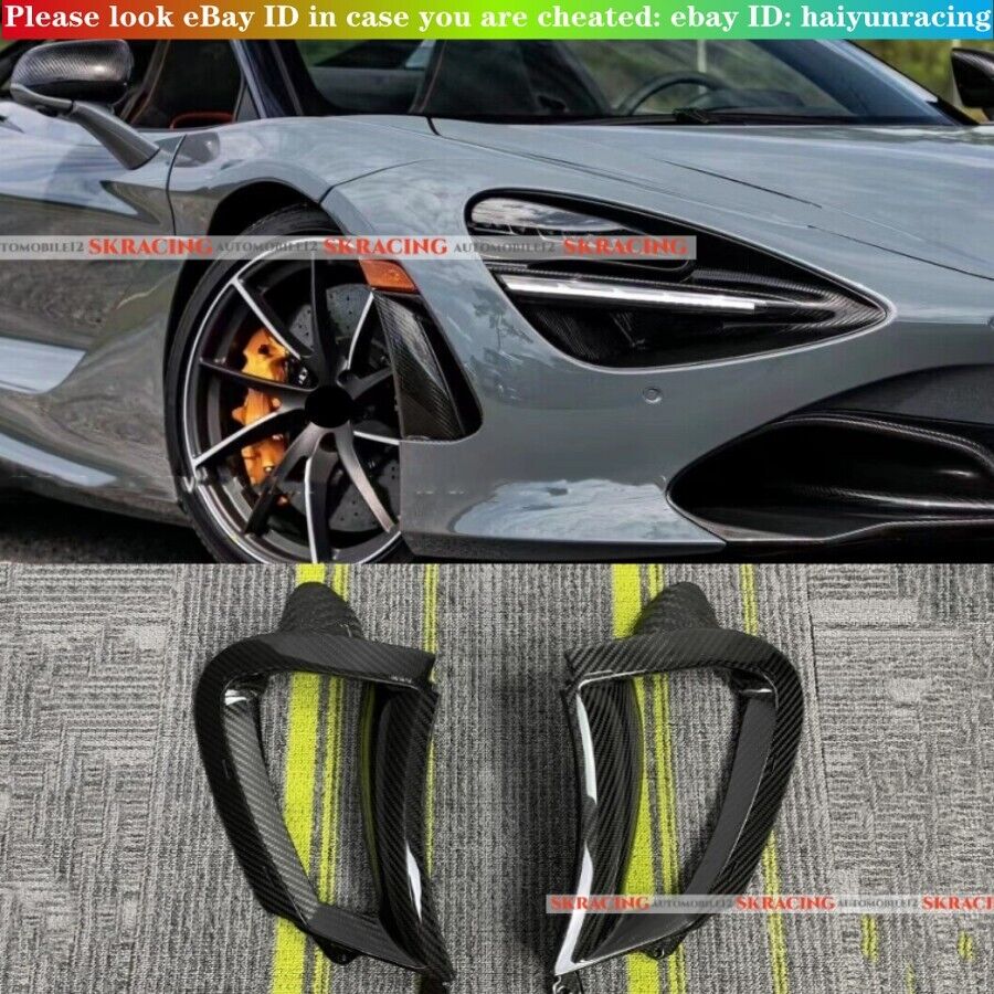 2PCS Real Carbon Fiber Front Bumper Side Splitter Vents For 17-23 McLaren 720S